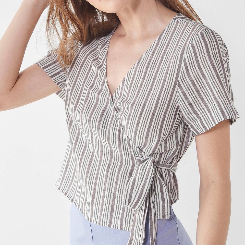 UO striped wrap crop top